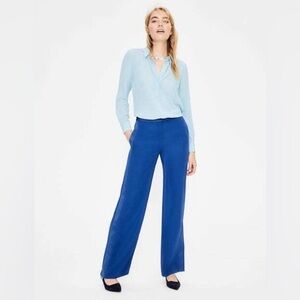 BODEN Cobalt Blue Exeter Side Satin Stripe Wide Leg Pants
